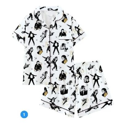 Vintage Music Singer Idol Lapel Short Sleeve Pajama Set, Comfortable Sleepwear and Loungewear for Home and Outdoors, Perfect Gift for Relaxing Nights