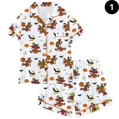 Women's Cute Halloween Pajamas Set, Cartoon Pumpkin Bat Pattern, Soft 2-Piece Short Sleeve Summer Sleepwear Loungewear, Comfortable Daily Wear