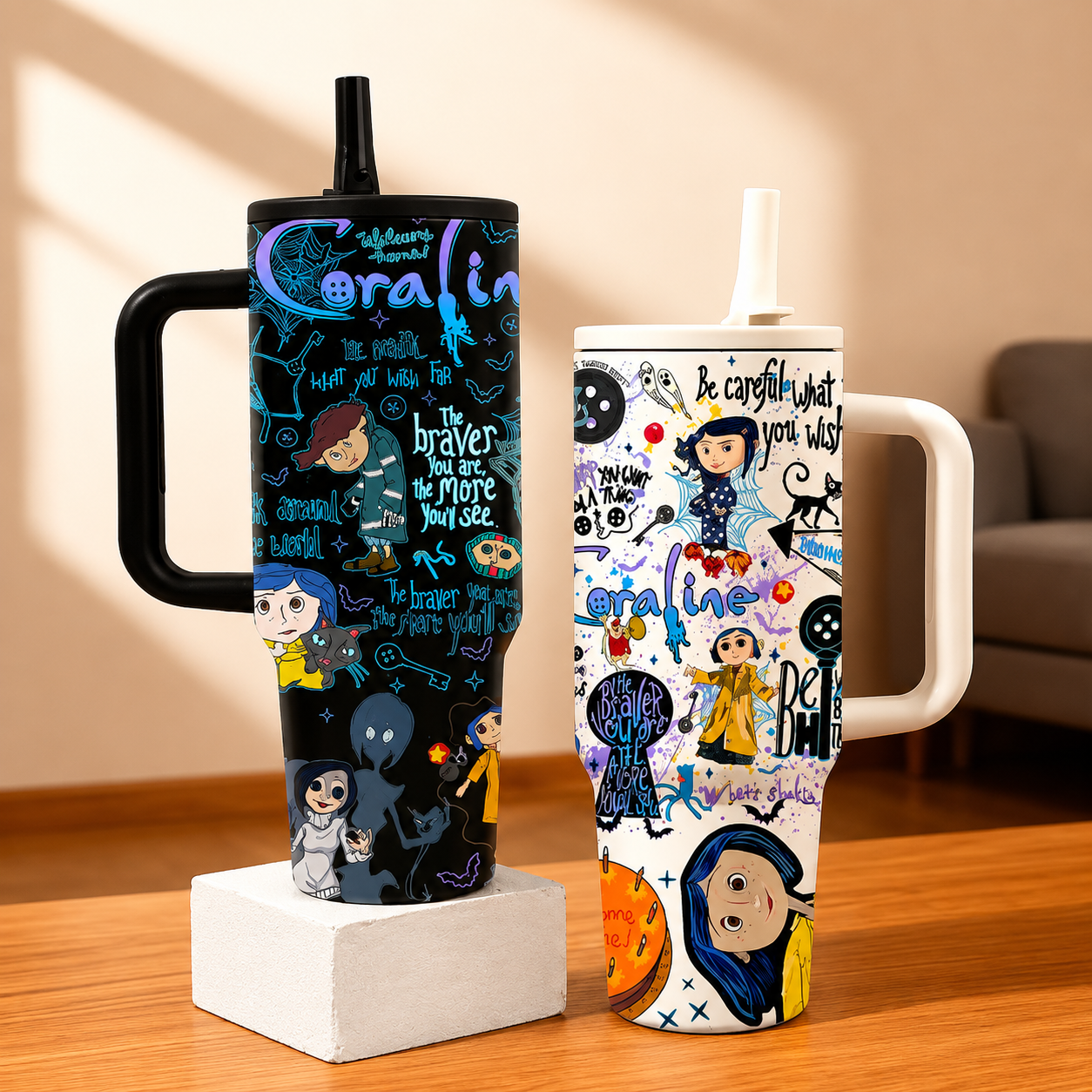 Coraline Cartoon Custom Stanley Cup 40 oz Tumbler With Handle