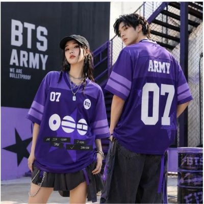 Retro Football BTS ARMY Jersey, Printed Bangtan Members Streetwear Tee
