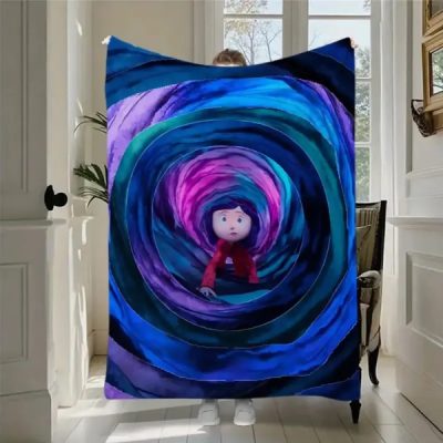 Coraline Anime Theme Figure Print Flannel Blanket
