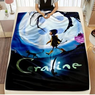 Coraline Anime Theme Figure Print Flannel Blanket