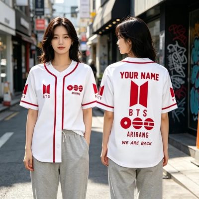 BTS Baseball Shirt Inspired by Arirang, V-Neck Bangtan Jersey, BTS World Tour 2026 Merch, Army Kpop Concert Outfit, Bangtan Fans Gift
